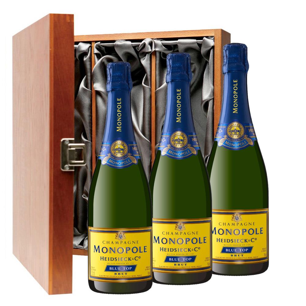 Heidsieck &amp;amp; Co Monopole Blue Top Brut Champagne 75cl Three Bottle Luxury Gift Box